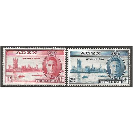 Aden 1946 Victory Set SG28-29 Mounted Mint . .. .