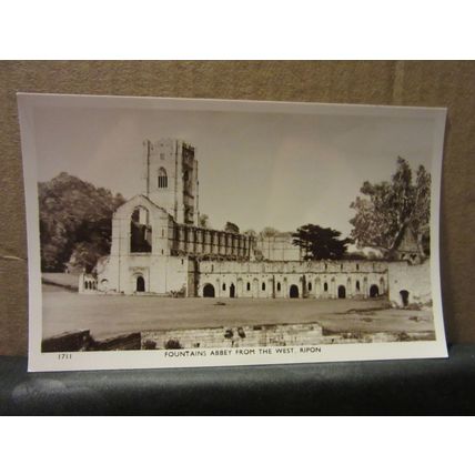 FOUNTAINS ABBEY FROM THE WEST, RIPON, YORKSHIRE. . unused vintage postcard RP =