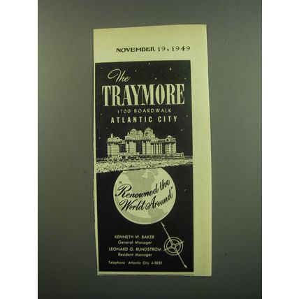 1949 The Traymore Hotel Ad - Renowned the world around