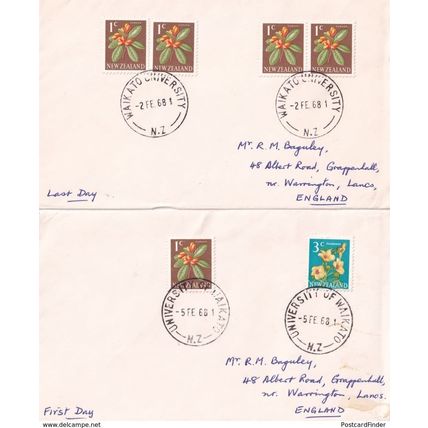 Waikato University New Zealand 1968 Frank Postmark 2x Ephemera