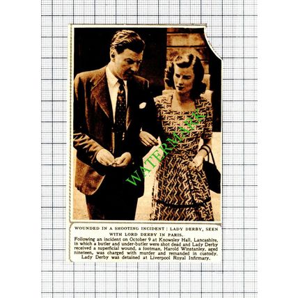 Lord and Lady Derby Knowsley Hall Lancashire - 1952 Small Cutting