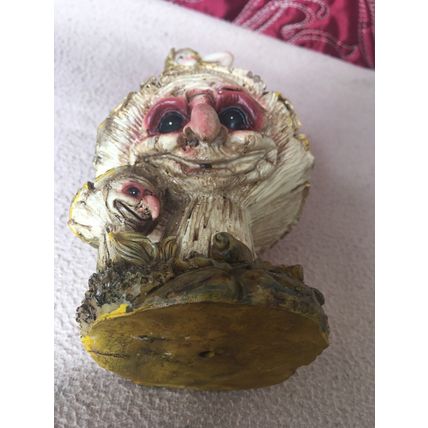 Mythical and Magical Fairy on a Witch Face Toadstool Indoor or Outdoor Figurine