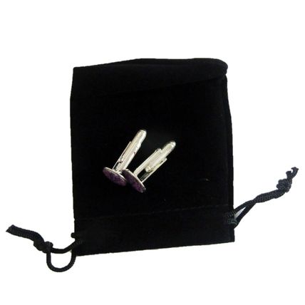 Handmade Cufflinks Purple Snowflake silver plated mount Hand made One Pair J15