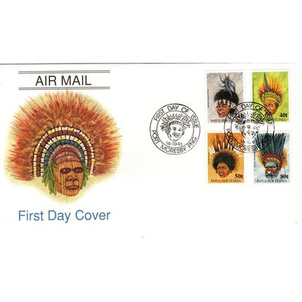 Papua New Guinea 1991 Headdresses,First Day Cover