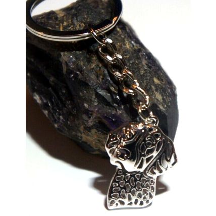 GERMAN SHORTHAIRED POINTER DOG KEY RING WITH KEY CHAIN & VELVET GIFT BAG