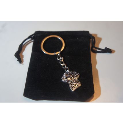 GERMAN SHORTHAIRED POINTER DOG KEY RING WITH KEY CHAIN & VELVET GIFT BAG