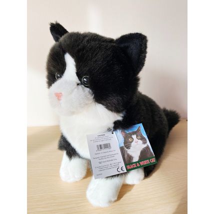 BLACK & WHITE CAT 12" HAND MADE PLUSH TOY AVAILABLE PERSONALISED & GIFT WRAPPED