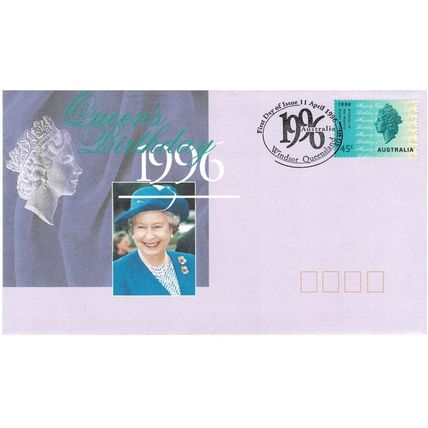 AUSTRALIA 1996 QUEEN ELIZABETH II's BIRTHDAY OFFICIAL FIRST DAY COVER FDC