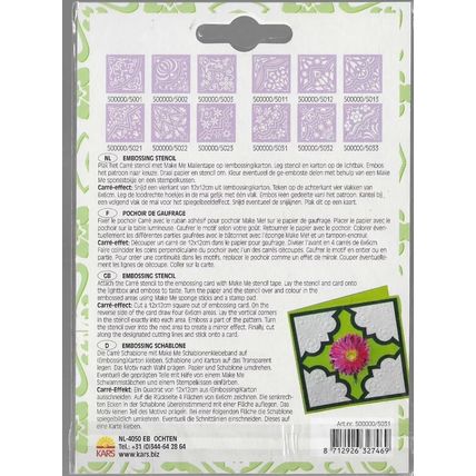 Kars. 5031 Embossing Stencil. Cardmaking Scrapbooking Crafts