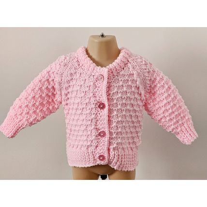 Hand Knitted Cardigan in Pink Chunky Wool to fit 18-24 months BRAND NEW