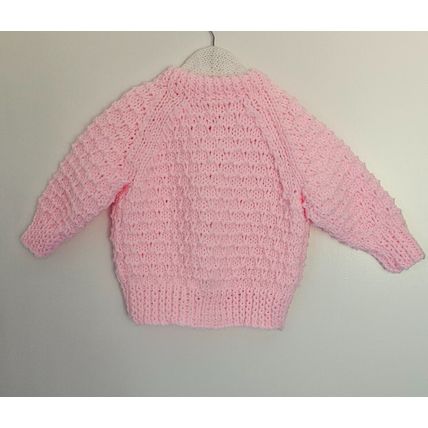 Hand Knitted Cardigan in Pink Chunky Wool to fit 18-24 months BRAND NEW