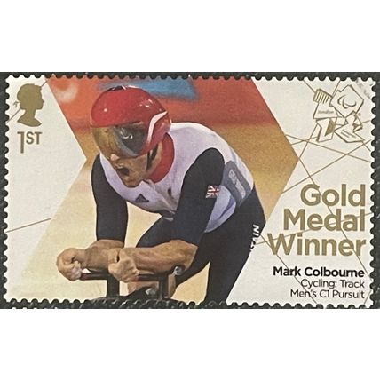 GB QEII 2012 Paralympic Cycling men’s C1 Gold Mark Colbourne Used SG 3374 stamp