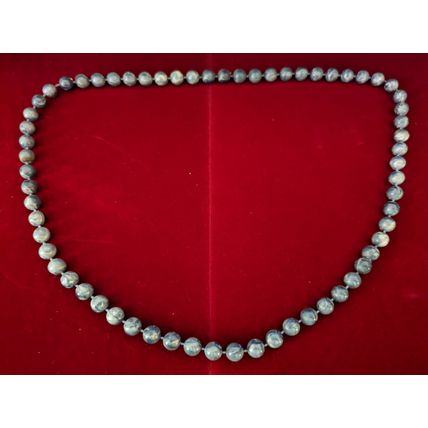 Vintage-Inspired Marbled Blue & White Bead Costume Jewelry Necklace