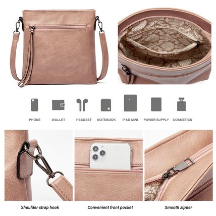 Women Handbags Purse Ladies Boho Shoulder Bag Crossbody Purses Pink