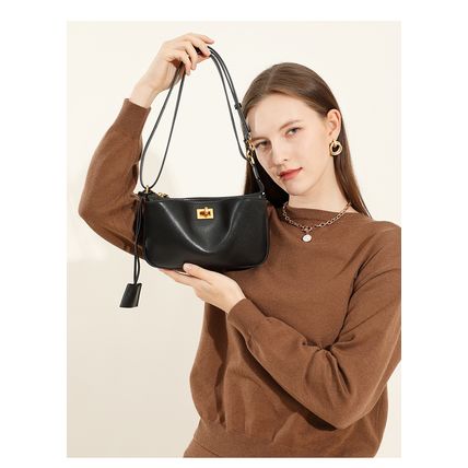 Genuine Leather Women Shoulder Bag Vintage Crossbody Purse Handbag Black