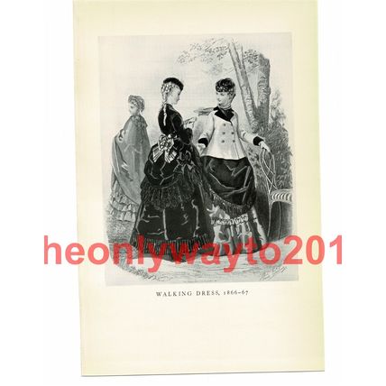 Walking Dress 1866-7, Book Illustration (Print), 1934