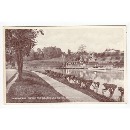 Pengwern Bridge & Boathouse Hotel Shrewsbury Postcard Shropshire