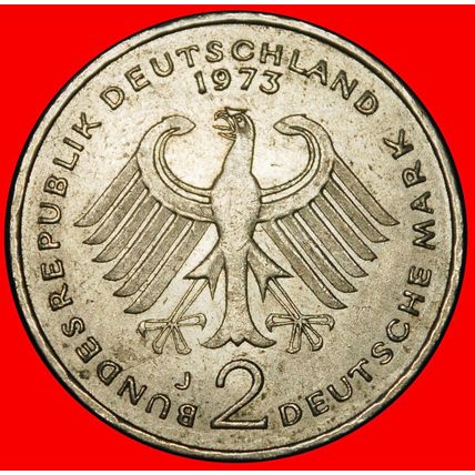 Ⰶ ADENAUER 1876-1967: GERMANY★2 MARKS 1973J I+A+r1! HAMBURG★LOW START★NO RESERVE