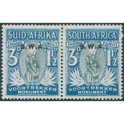 South West Africa 1935 3d+1½d grey-green & blue SG95 unused pair