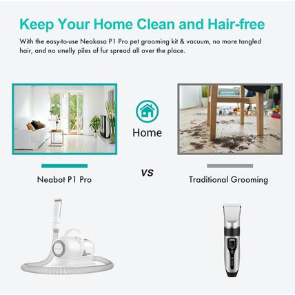 Neabot Neakasa P1 Pro Pet Grooming Kit & Vacuum Suction 99% Pet Hair, Profession