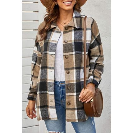 Plaid Print Buttoned Shirt Jacket