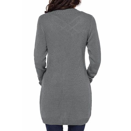 Dark Gray Front Pocket and Buttons Closure Cardigan
