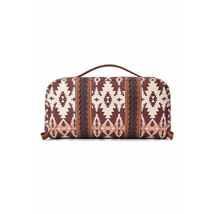 Light French Beige Geometric Braided Print Makeup Bag with Handle