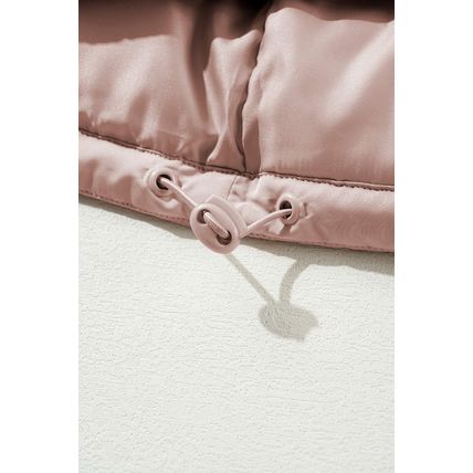 Apricot Pink Full Zipper Quilted Puffer Jacket