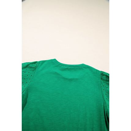 Bright Green Eyelet Embroidered Patchwork Shift Top