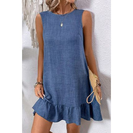 Ashleigh Blue Knot Scoop Back Ruffle Hem Sleeveless Mini Dress