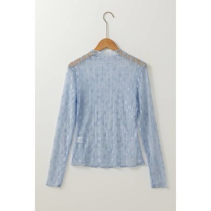 Ashleigh Blue Sheer Floral Lace Long Sleeve Slim Fit Top