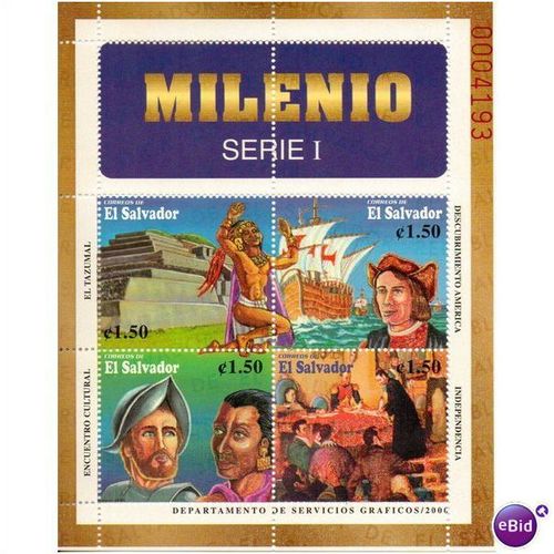 EL SALVADOR 2000 NEW MILLENIUM NUMBERED SHEETLET MNH