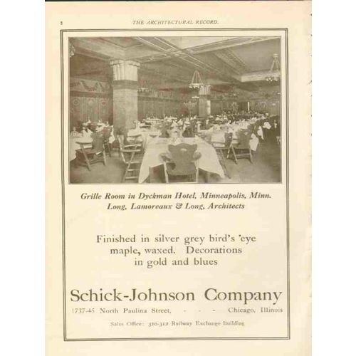 schick-johnson company 1911 dyckman hotel minneapolis mn vintage ad1