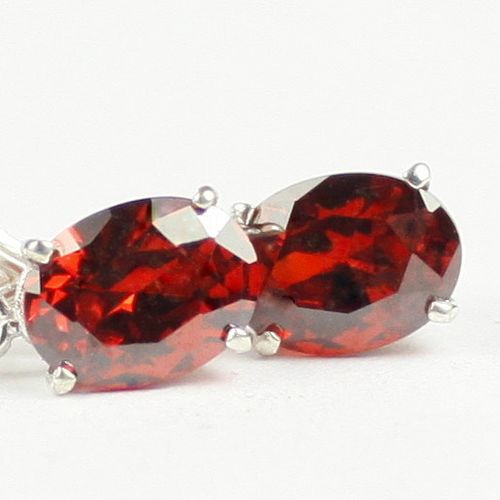 Garnet CZ, 925 Sterling Silver Leverback Earrings, SE007