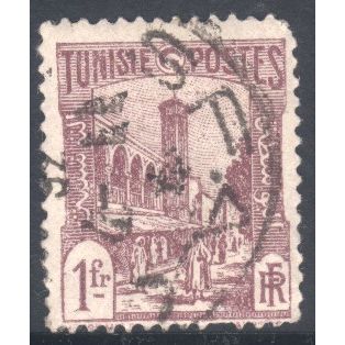 Tunisia 1926 - SG139 - 1fr purple - Mosque Place, Halfaouine, Tunis - used