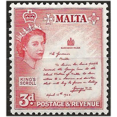 Malta 1956 SG272 3d Rose-Red Mounted Mint . ..