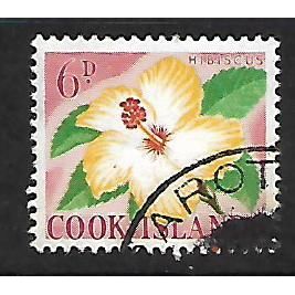 COOK ISLANDS 1963 6d HIBISCUS SG 167 FINE USED