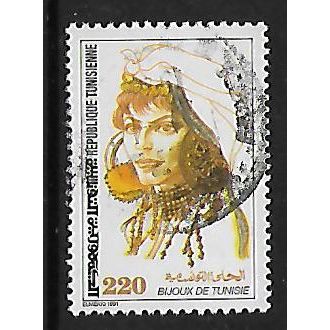 TUNISIA 1991 JEWELLERY 220M HEADDRESS EARINGS & COLLAR SG1216 FINE USED