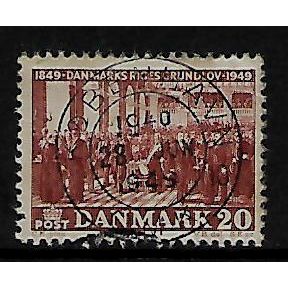 DENMARK 1949 CENT DANISH CONSTITUTION 20 ORE BROWN SG 374 FINE USED