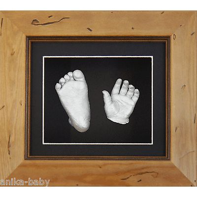 New Boy Girl Unisex 3D Baby Casting Kit Hand Foot Feet Cast Rustic Wooden Frame