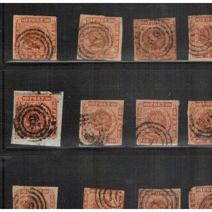 Denmark 4 & 7 Royal Emblem CV $2200+ Postmark Collection 1854-62 ZAYIX 0524L0112