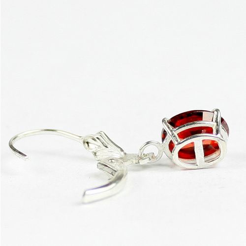 Garnet CZ, 925 Sterling Silver Leverback Earrings, SE007