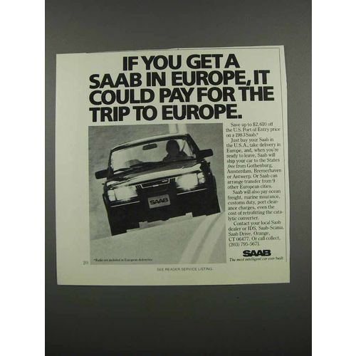 1983 Saab Car Ad - Pay for the Trip to Europe