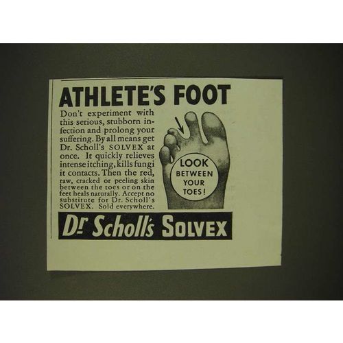 1938 Dr. Scholl's Solvex Ad - Athlete's foot