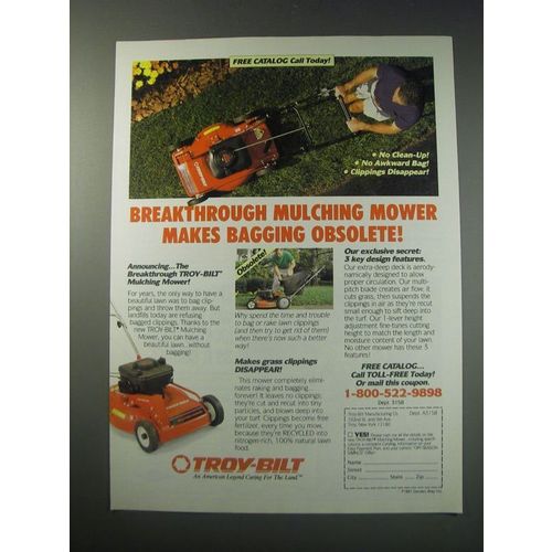 1991 Troy-Bilt Mulching Mower Ad - Breakthrough mulching mower
