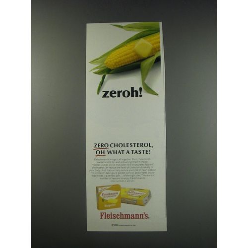 1991 Fleischmann's Margarine Ad - Zeroh! Zero cholesterol, oh what a taste