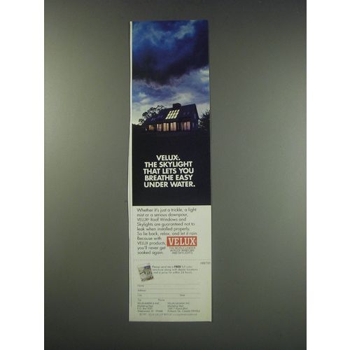 1991 Velux Roof Windows and Skylights Ad - Breathe Easy Under water