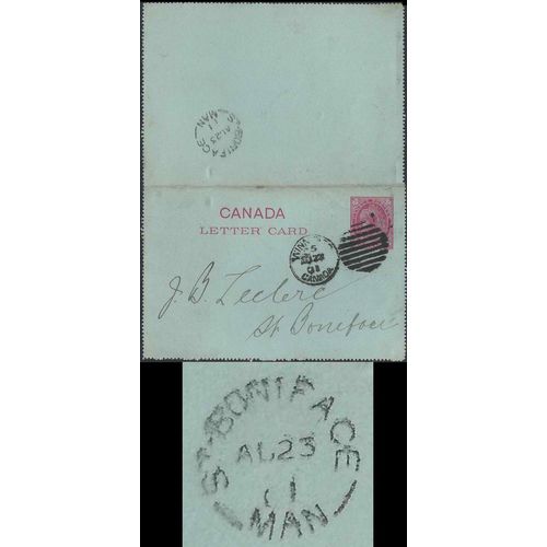 St Boniface Manitoba 1901 to USA on Letter Card #L7, Canada Leaf Issue