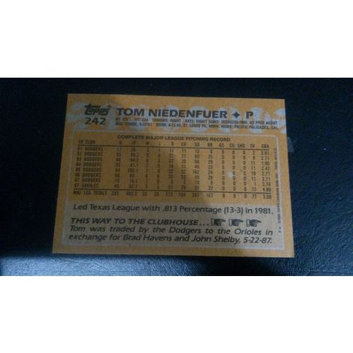 1988 Topps Card # 242 Tom Niedenfuer Very Good-Excellent (4) Baltimore Orioles