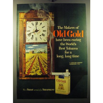 1950 Old Gold Cigarettes Ad - The makers of Old Gold have been curing
